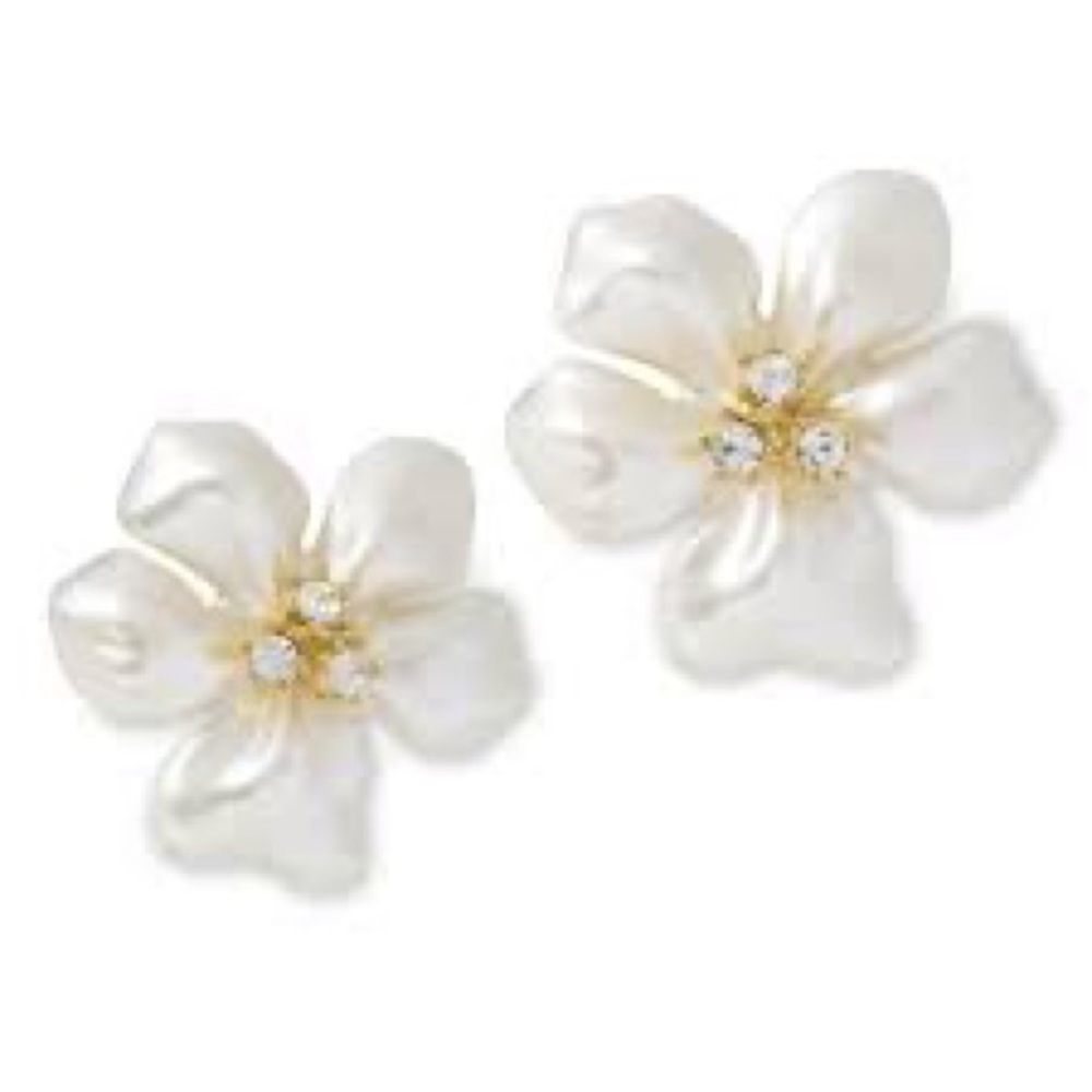 RARE Vintage Kenneth Jay Lane Statement Piece Pearl Flower Pierced Earrings
